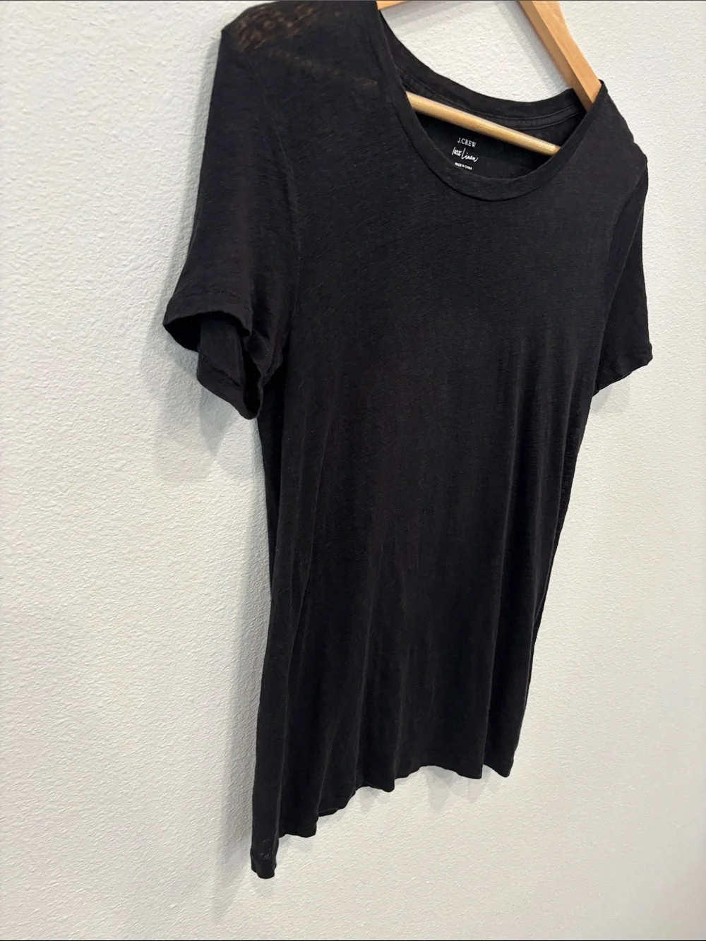 J. Crew Women’s 100% Linen Black Short Sleeve Crewneck Tee Size S